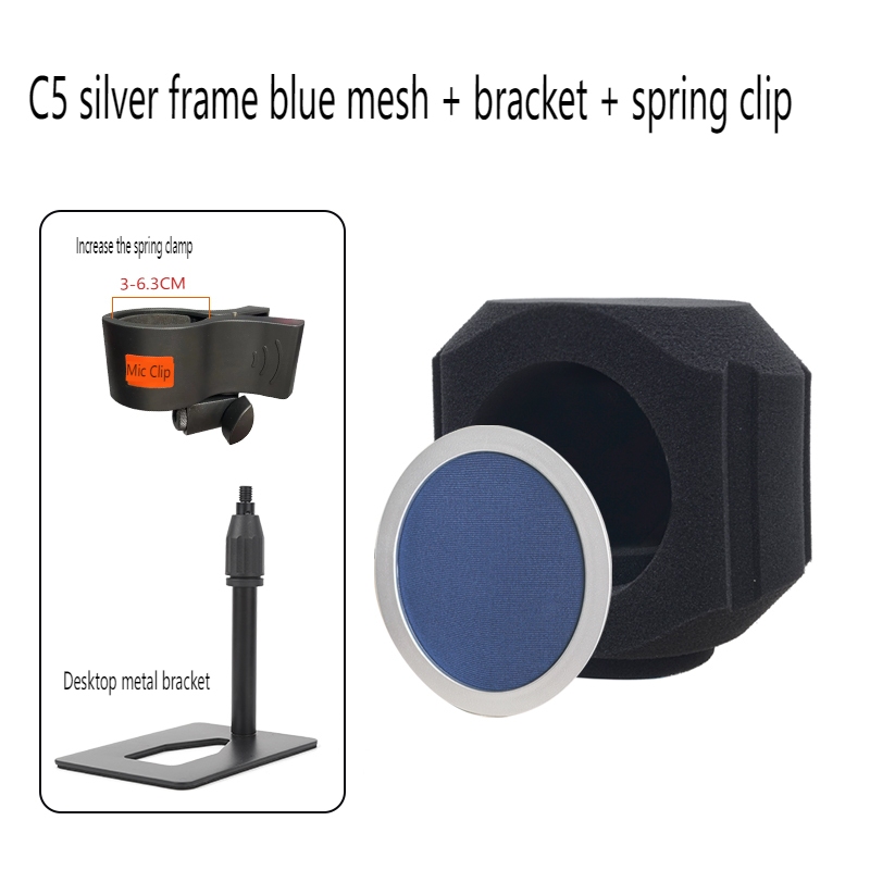 C5 cornice argento maglia blu + supporto + morsetto a molla