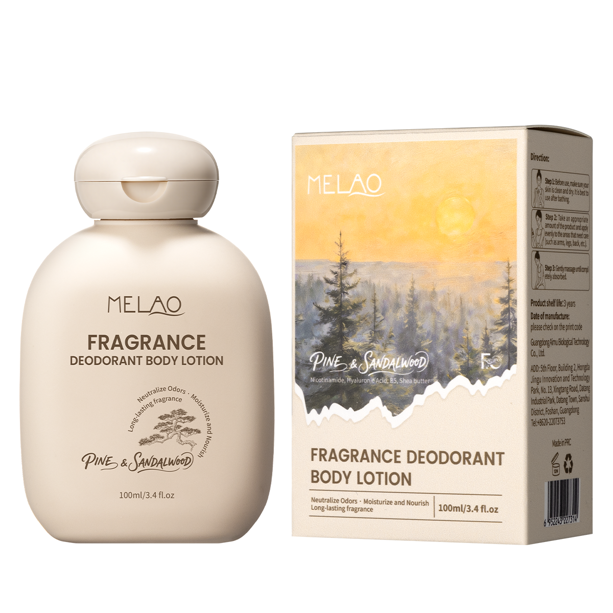 Loción corporal desodorante perfumada (pino y sándalo)
