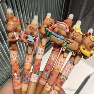 漫画かわいいカピバラデザイン引き込み式消去可能ペン学生用実用軽量快適グリップ速乾性ペン