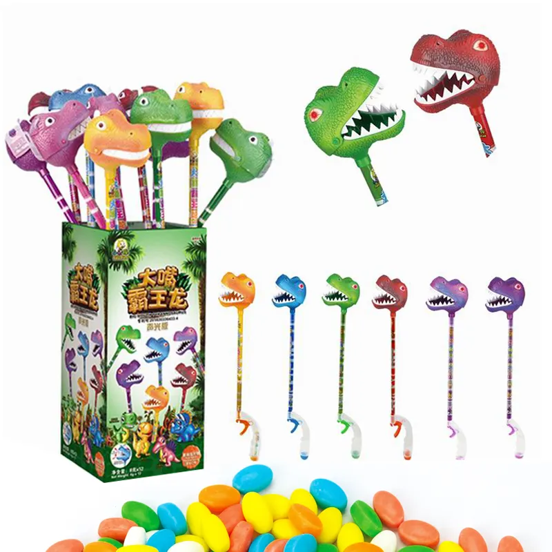 Sıcak satış şekerleme şeker oyuncaklar yanıp sönen bağırarak büyük ağız dinozor şeker kapmak oyuncak tatlılar ve şekerler toptan