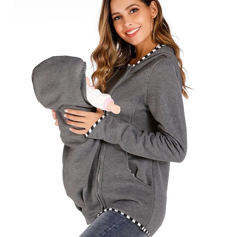 Embarazo maternidad Sudadera con capucha bebé mochila porta de enfermería lactancia materna ropa de algodón de manga larga madre sudadera