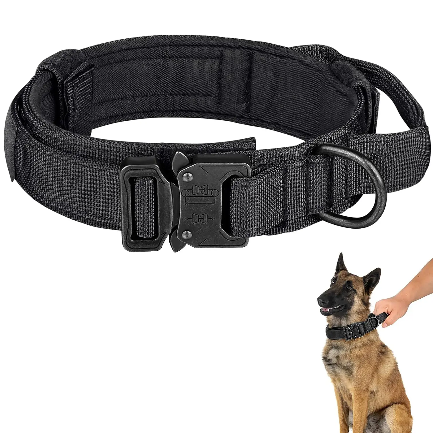 Hundehalsband, einstellbares Nylon-Hundehalsband mit Steuerungsgriff für mittlere und große Hunde