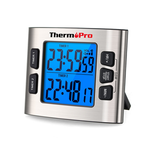 ThermoPro TM02 Dual <strong>Digital</strong> Kitchen <strong>Timer</strong> <strong>With</strong> Calendar <strong>Clock</strong> Mode - Product Image 1