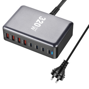 New Design 320W GaN 8-Port USB-C Charger PD QC 3.0 Fast Charging Station Dock for Laptop Tablet Phone Laptop <strong>Multiple</strong> Devices - Product Image 2