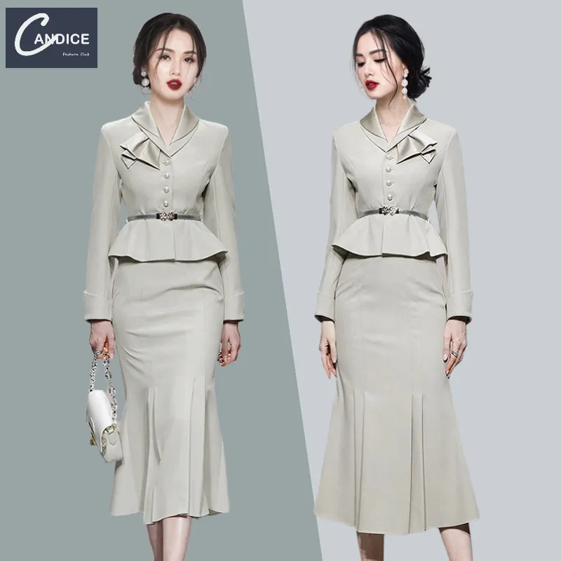Candice – ensemble de 2 pièces haut de gamme pour femme, jupe sirène, tenue de bureau, printemps 2023