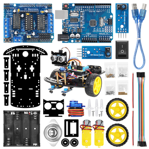Tscin buny Smart Robot Car 2WD-Gehäuse-Kit mit Haupt steuer platine Ultraschall modul Fernbedienung mit Tutor ail für Arduino Kit - Product Image 1