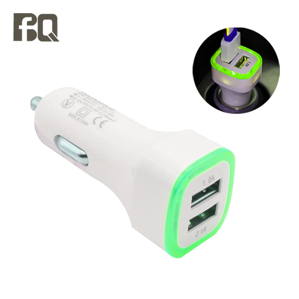 Car Charging Accessories Dual Usb Car Charger Adapter 2 Usb Port Led Display 2.1a Smart Car Charger for Iphone 15 Mobile Phone
