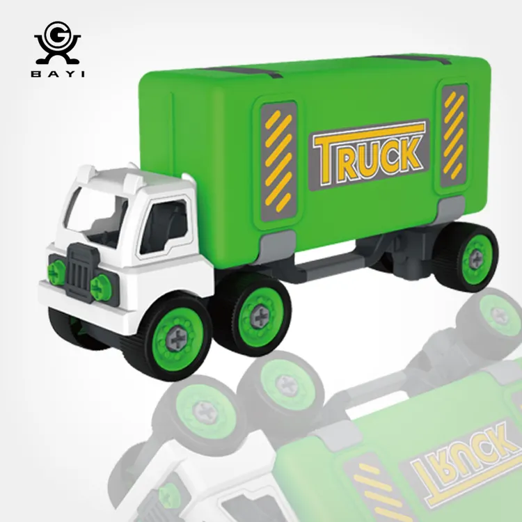 Hoge Kwaliteit Kinderen Speelgoed Schuiven Vrachtwagen Inertiële Techniek Voertuig Speelgoed Gratis Conversie Diy Truck Assembly