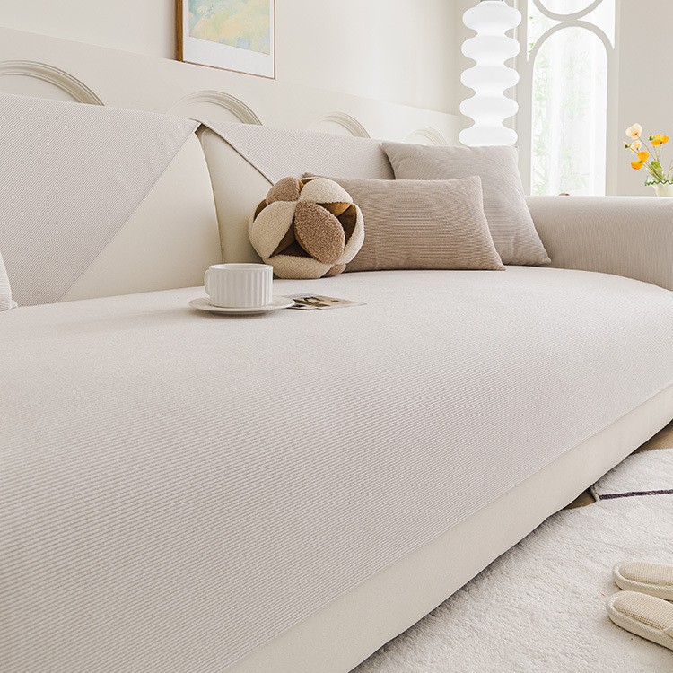 Coussin de canapé rayé imperméable de couleur unie - Blanc cassé
