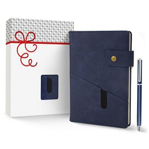 Artículos de regalo de recuerdo, papel normal azul claro, 200 páginas, Bloc de notas y bolígrafo con logotipo personalizado, planificador A5 con caja, cubierta de cuero, cuaderno - Product Image 2