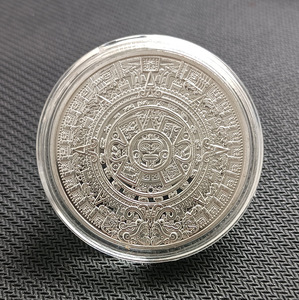 免费设计金属工艺墨西哥玛雅阿兹特克日历镀银硬币纪念品纪念币墨西哥礼品硬币