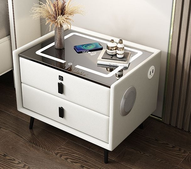 White + wireless charging +LED light +USB port