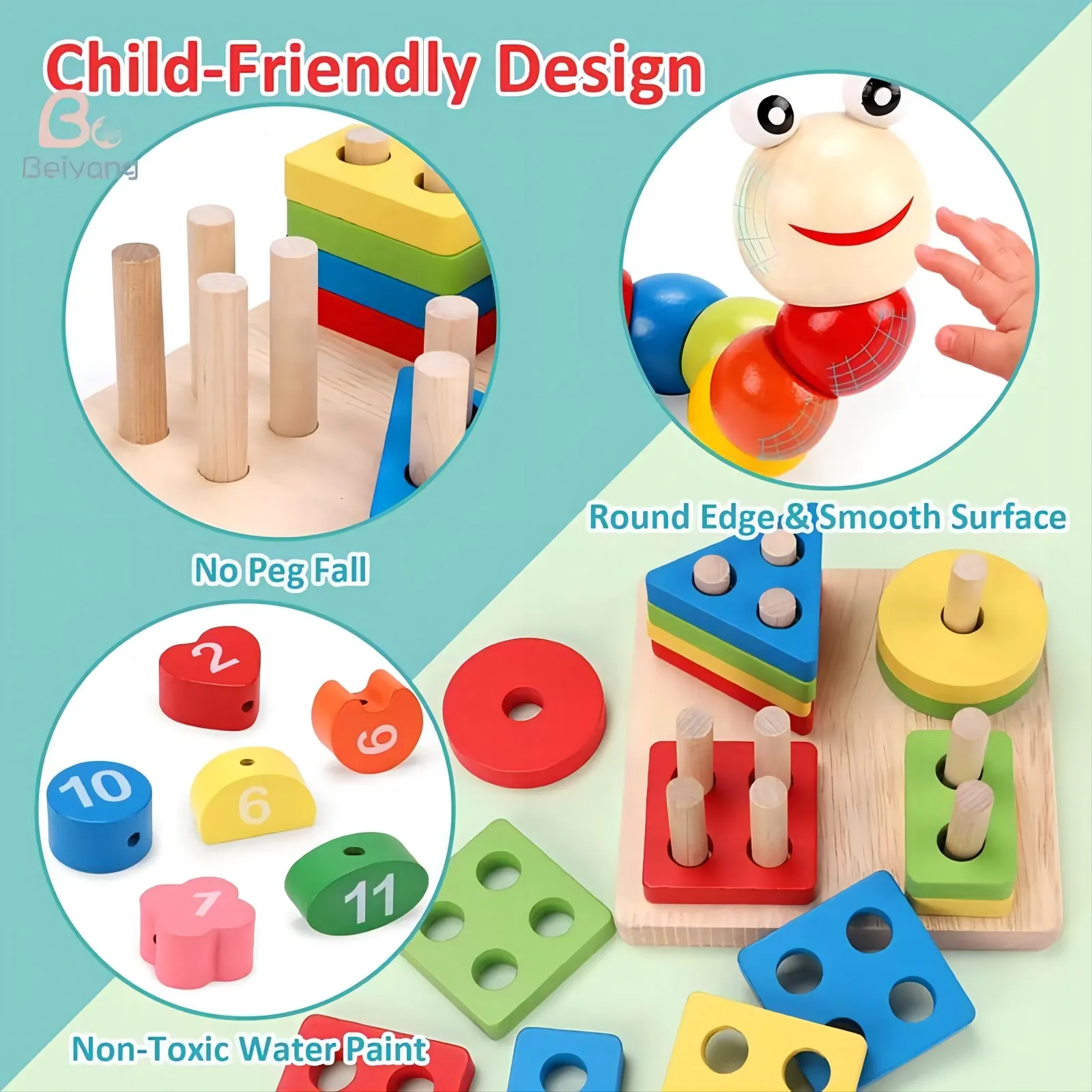 סט צעצועי תינוק מעץ מונטסורי | משחקים ופאזלים להתפתחות לבנים ובנות | צעצועי למידה חינוכיים (5-6 יחידות)