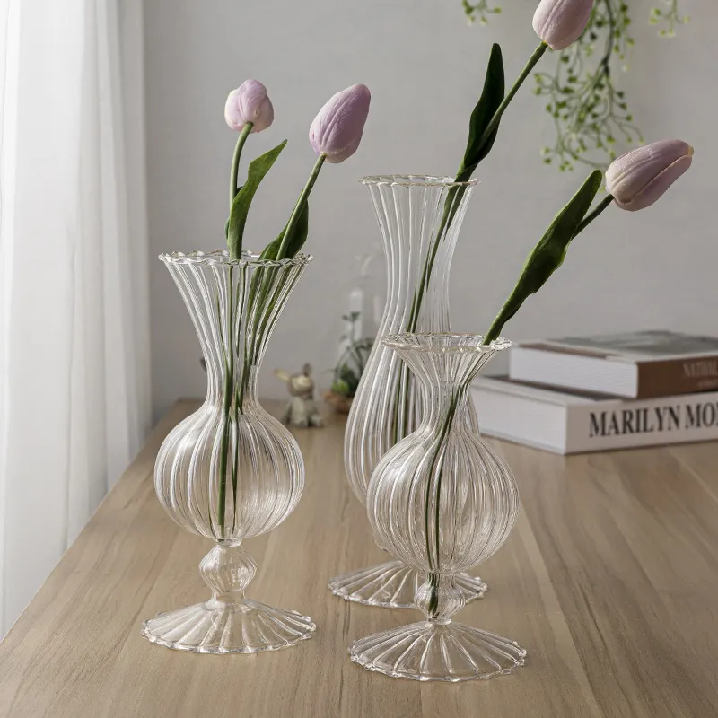 Terrario florero de cristal nórdico transparente de estilo clásico europeo