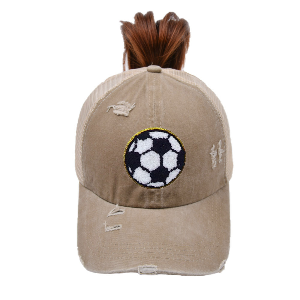 Casquette kaki en maille déchirée pour adulte
