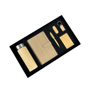 批发竹杯6合1礼品盒套装笔记本日记本带笔带盒和Usb礼品套装 - Product Image 3