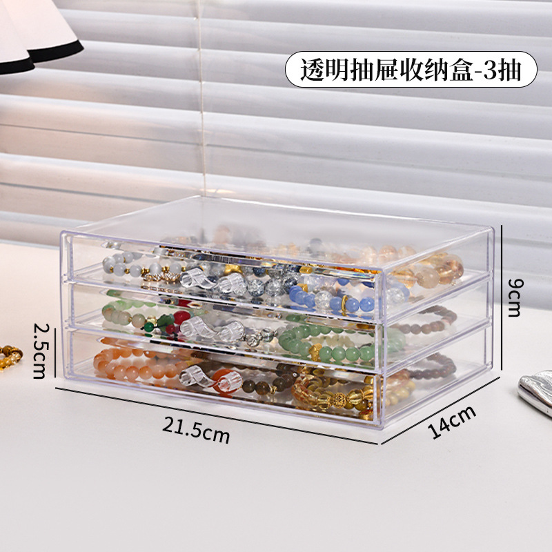 Transparent three-drawer storage box