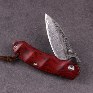 Cao Cấp Rosewood Xử Lý Handmade Damascus Săn Dao Gấp Pocket Knife Với Vỏ Bọc - Product Image 5