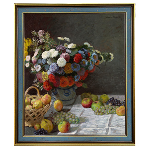 Cuộc Sống tĩnh lặng của <span class=keywords><strong>Claude</strong></span> <span class=keywords><strong>Monet</strong></span> với hoa và vải trái cây in in kỹ thuật số thân thiện với môi trường độ phân giải cao - Product Image 5