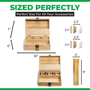 Hộp Stash lớn cho các loại thảo mộc với các phụ kiện, hộp Stash bằng gỗ với các phụ kiện, một bộ 5 chiếc với 3 lọ thủy tinh & một khay lăn - Product Image 3