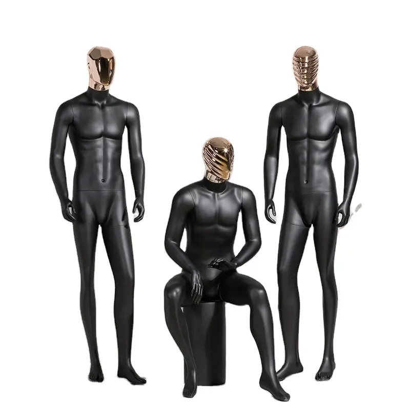HIGH-grade preta modelo prop masculino cabeça de modelagem e stand de exibição manequim de corpo inteiro dos homens