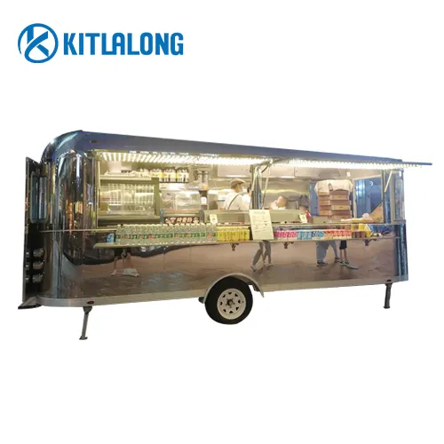 Kitlalong – remorque alimentaire personnalisée en acier inoxydable, camion de collation Mobile Airstream, camion de crème glacée, camion de restauration Mobile à vendre