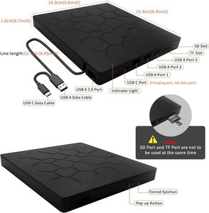 工厂质量便携式超薄多功能7在1外部DVD光驱USB 3.0 CD DVD RW驱动器为笔记本电脑桌面 - Product Image 5