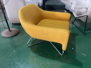 Disen mobilya Modern fransız tarzı sarı tekli koltuk şezlong paslanmaz çelik ayak eğlence ofis koltuğu - Product Image 3