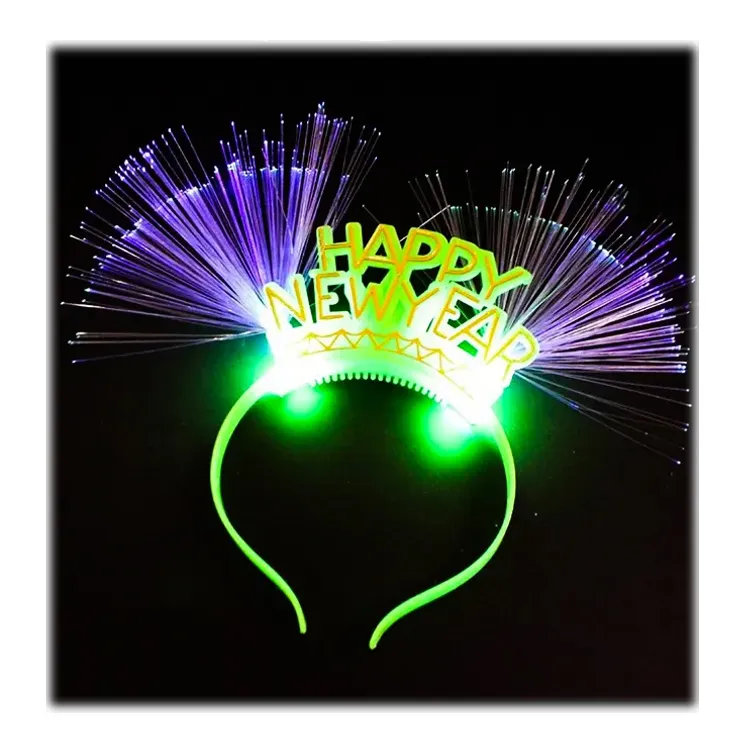 Chúc Mừng Năm Mới Glowing Led Head Hoop Led Sợi Quang Headband Cho Trẻ Em