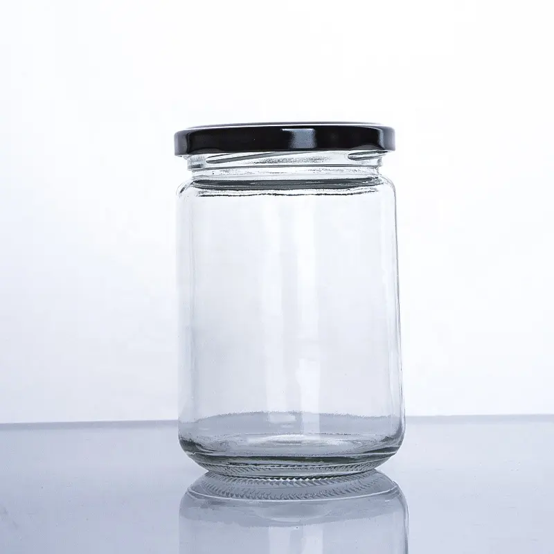 100ml / 120ml / 150ml / 240ml / 350ml / 500ml/1000ml空の丸いガラスジャム瓶ピクルス瓶ふた付きガラス蜂蜜瓶