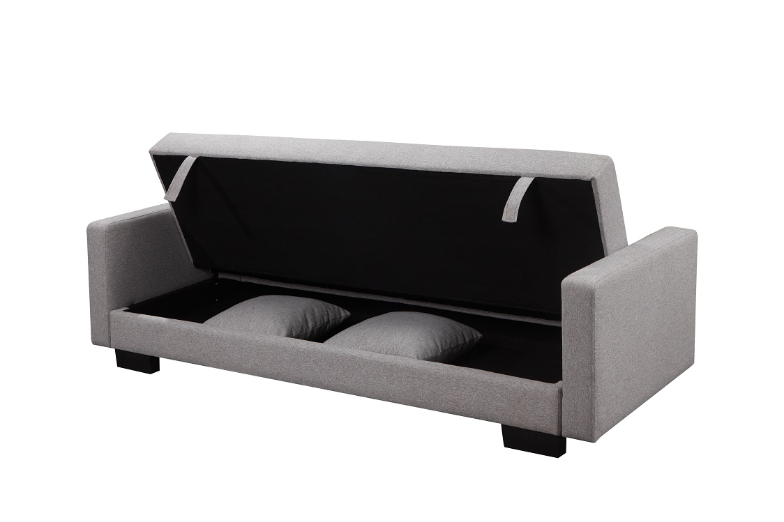 Comfortable blue color modern transformable fabric sofa bed folding futon with USB