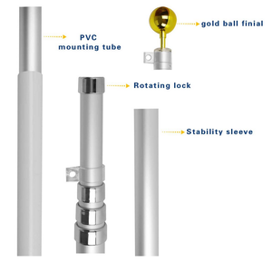 Kit tiang bendera teleskopik, 25 kaki, teleskopik luar ruangan tugas berat Inground dapat disesuaikan aluminium tiang bendera teleskopik - Product Image 3