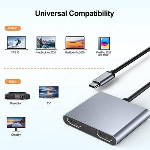 Adaptador USB tipo C Dual HDMI 4K 30Hz USB C tipo C macho a 2 Cable adaptador hembra Dual HDMI para Mac HDTV Monitor teléfono móvil