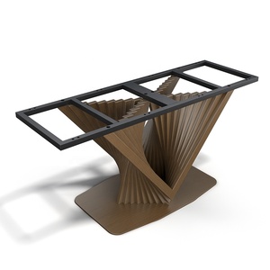 78.7 "Espresso hiện đại bằng đồng bàn ăn trestle hình chữ nhật thép không gỉ bệ với đá cẩm thạch hàng đầu - Product Image 3