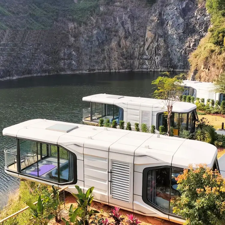 Gabinete duradero totalmente amueblado Casa de camping de viaje de lujo Casas prefabricadas modulares