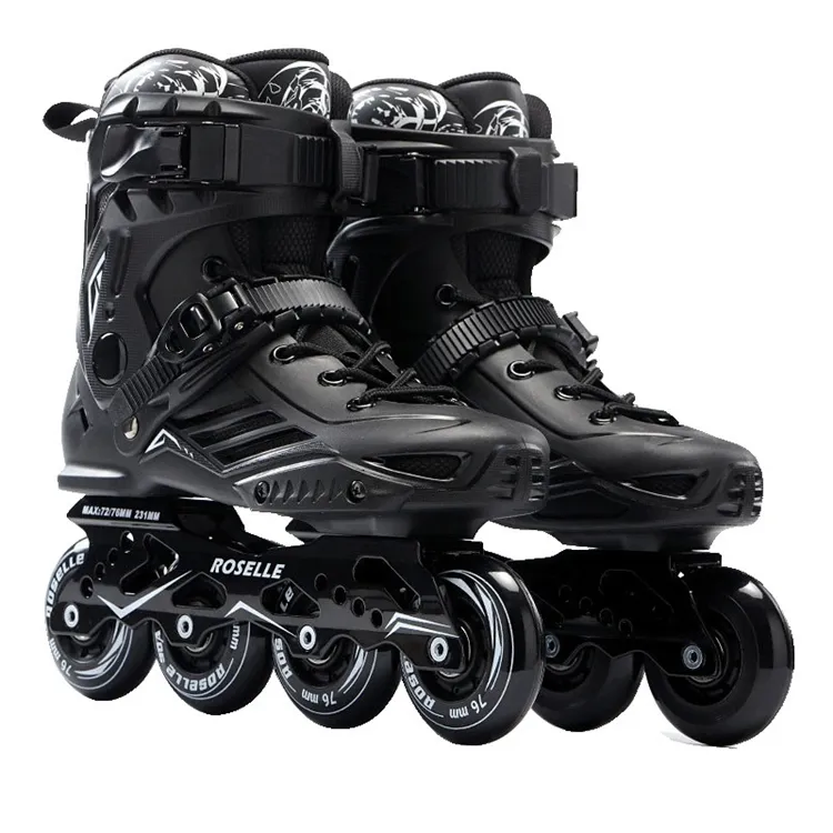 Großhandel 4-Rad-Roller-Schuhe tragbar schwarz blinkender Roller Inline-Schuhe für Erwachsene