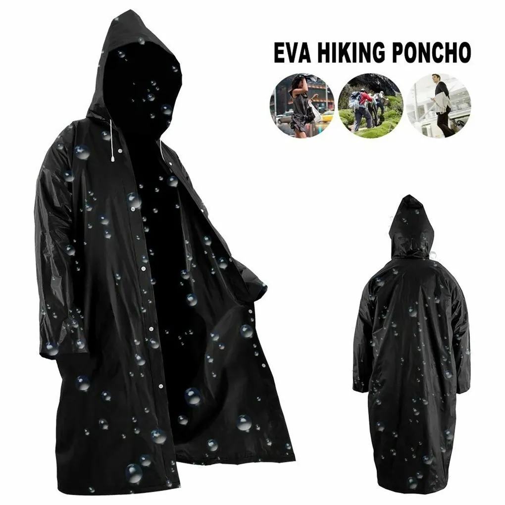 1 pièce de haute qualité 145x68CM EVA manteau de pluie unisexe épaissi imperméable femme homme noir Camping imperméable costume de pluie