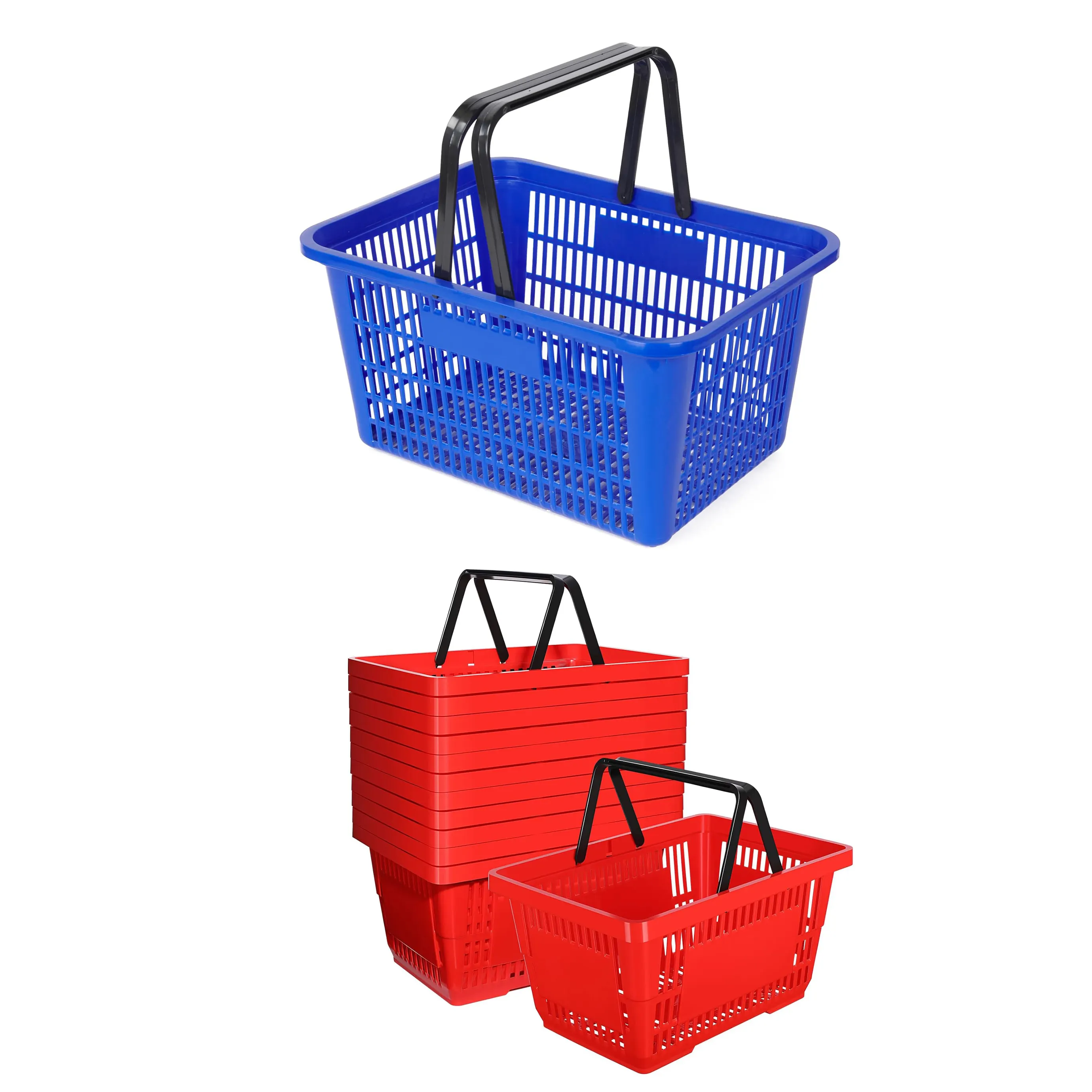 20 L Plastik-Einkaufskörbe mit Griffen Warenwaren-Körbe Einzelhandel-Körbe mit Griffen für Markt Lebensmittellieferungen