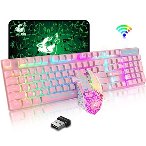 ZIYOULANG T3 Pink Wireless Gaming <strong>Keyboard</strong> <strong>and</strong> <strong>Mouse</strong> Combo Waterproof 2.4ghz Rechargeable <strong>3</strong> in <strong>1</strong> <strong>Keyboard</strong> <strong>Mouse</strong> Set - Product Image 1