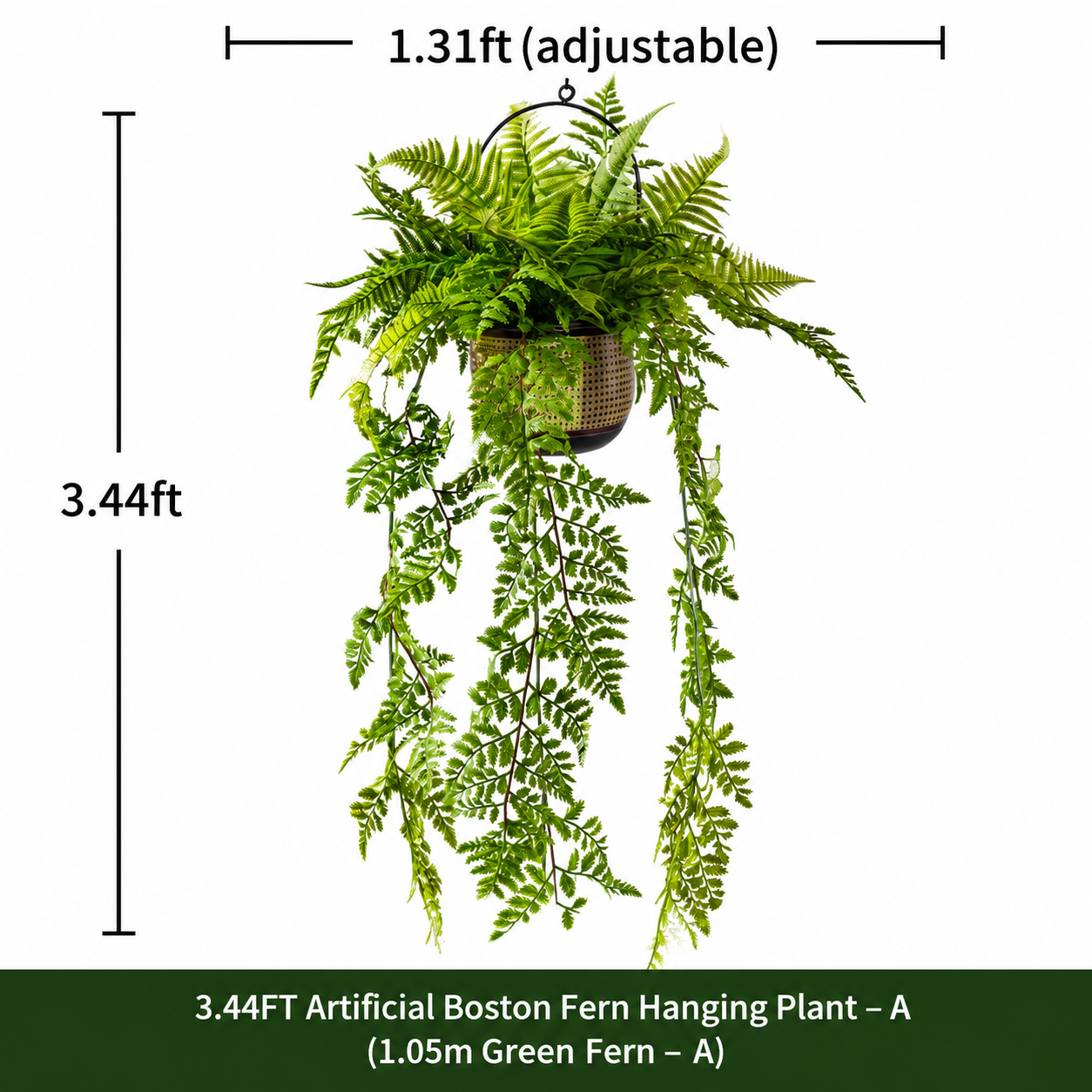 Planta colgante de helecho de Boston artificial de 3,44 pies