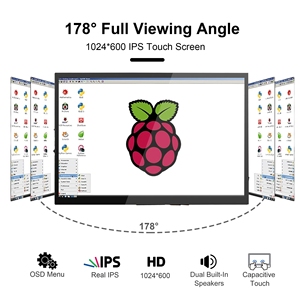 Hochwertiger kleiner 7-Zoll-Touchscreen-Monitor mit zwei eingebauten Lautsprechern für Raspberry Pi 4 3 PC-Computer AIDA64-Switch - Product Image 2