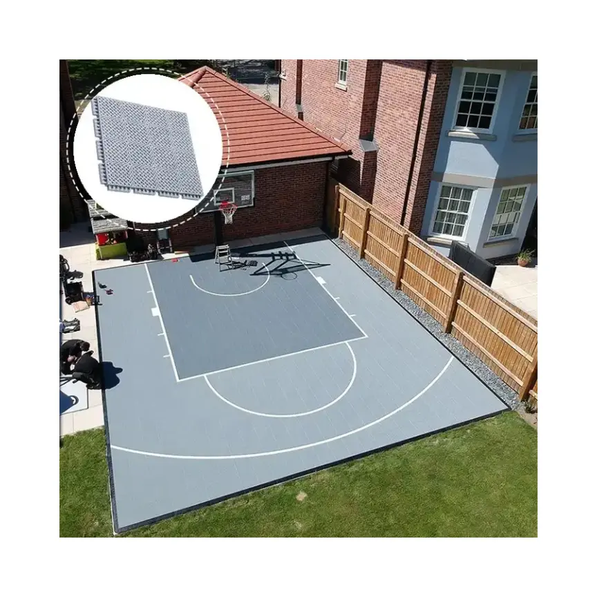 Piso esportivo ao ar livre com o melhor preço de quintal de tênis para casa jardim usando cortes de basquete