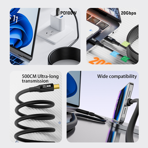 Factory 10 Meters with Signal Amplifier 3.2 Gen2 20Gbps 8K 60Hz <strong>Data</strong> Transmission Cable 100W 5A Type C to Type C Fast Charging