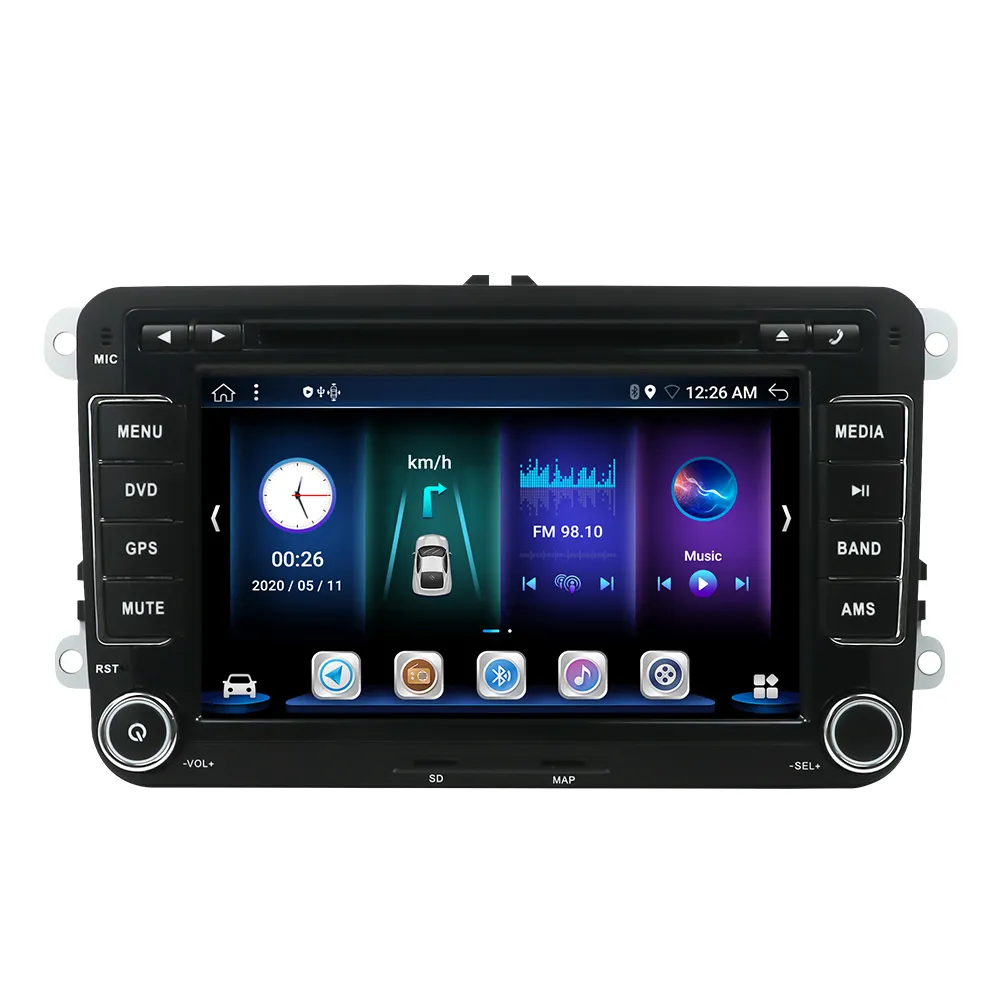 Reproductor Multimedia de dvd para coche, Radio Estéreo de 7 pulgadas, 2 DIN, navegación GPS, Control de volante automático, Audio, para VW
