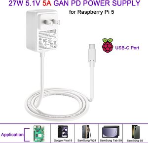 27W 5.1V 5A GaN PD <strong>Power</strong> Supply <strong>Raspberry</strong> <strong>PI</strong> 5 <strong>Power</strong> Adapter US EU UK AU Plug <strong>USB</strong> <strong>C</strong> Port <strong>Power</strong> Adapter - Product Image 3