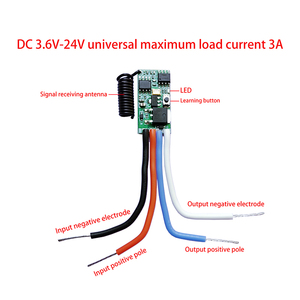 Dc 3.6V-24V Mini <strong>Remote</strong> Switch Wireless Wide Voltage Decoding Receiver Module 1Ch <strong>Output</strong> Learning Button and Transmitter 433Mhz - Product Image 4