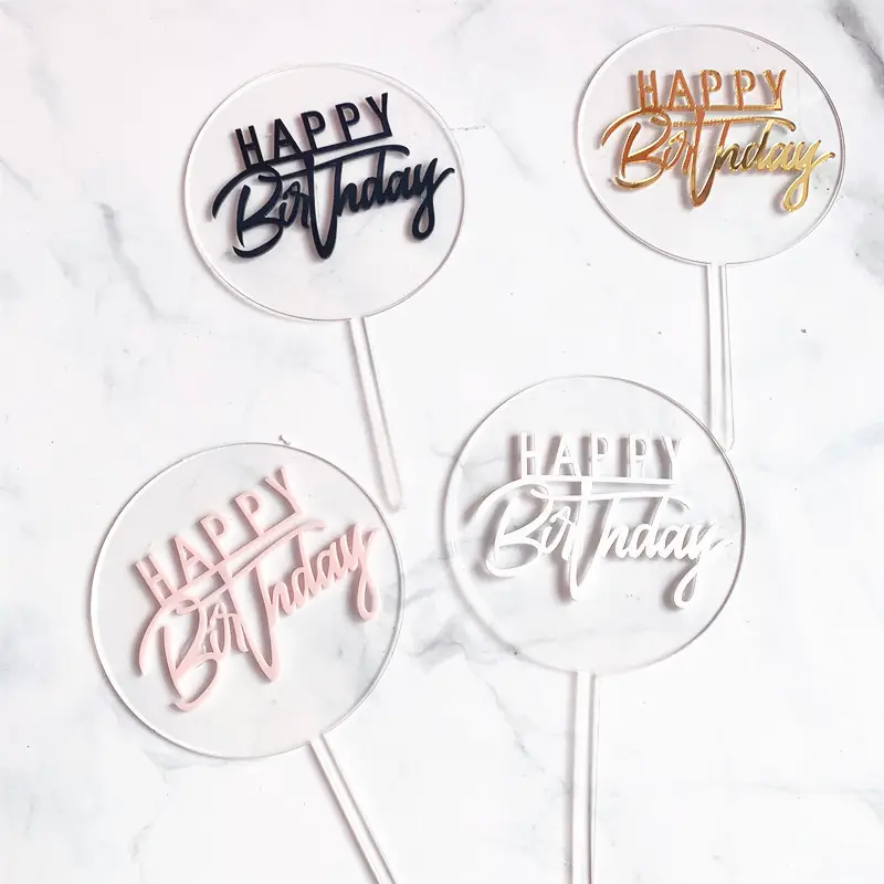 Topper per torte in acrilico a doppio strato decorazioni per feste lettere Happy Birthday topper