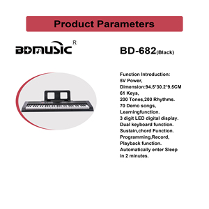 संगीत BD-682 61 कुंजियों का नेतृत्व इलेक्ट्रॉनिक डिजिटल पियानो कीबोर्ड टिकाऊ प्लास्टिक पोर्टेबल इलेक्ट्रिक अंग काले शैक्षिक उपयोग 200 - Product Image 3