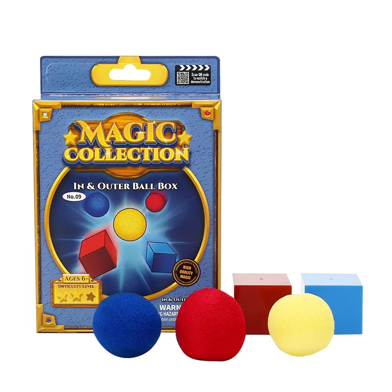 Personalizzabile misterioso colorato palco magico Kit interno scatola esterna doppia scatola trucchi oggetti di scena per bambini palla giocattolo per l'apprendimento maghi