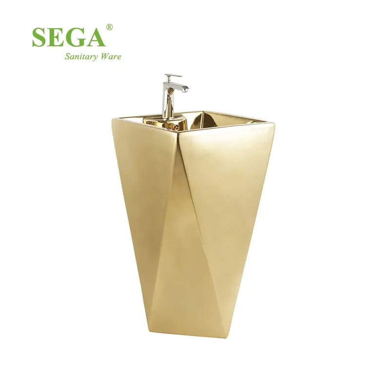 P-7020L Golden Outdoor piedistallo lavabo in ceramica Free Standing piedistallo lavabo moderno appartamento lavelli a piedistallo SEGA